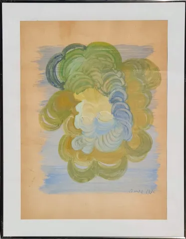 "İsimsiz" eseri ÖMER ULUÇ tarafından 1972 yılında 54x39 cm ölçülerinde Kağıt üzeri yağlı boya tekniği ile yapılmıştır.