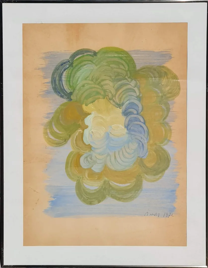 "İsimsiz" eseri ÖMER ULUÇ tarafından 1972 yılında 54x39 cm ölçülerinde Kağıt üzeri yağlı boya tekniği ile yapılmıştır.