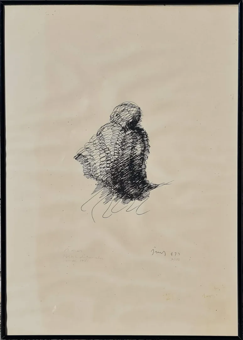 "İsimsiz" eseri ÖMER ULUÇ tarafından 1971 yılında 49x34 cm ölçülerinde Desen tekniği ile yapılmıştır.