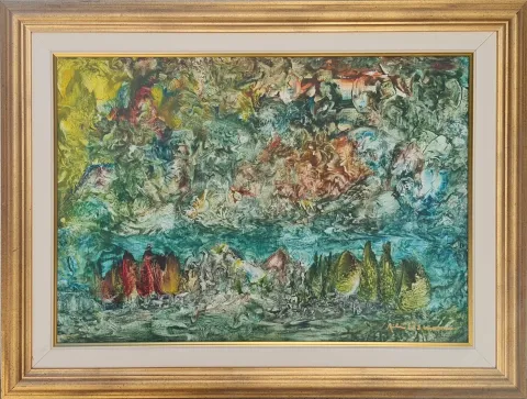 "İsimsiz" eseri ALİ OSMAN GENCER tarafından 35x50 cm ölçülerinde Tuval üzeri yağlı boya tekniği ile yapılmıştır.