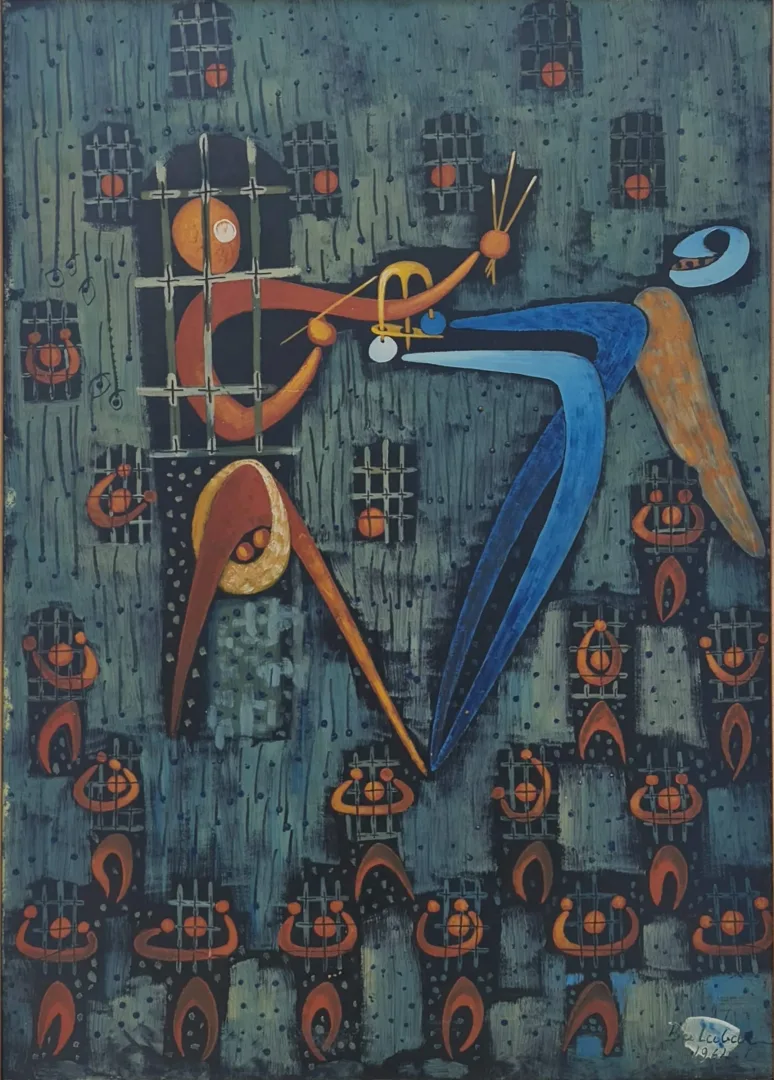 "İsimsiz" eseri İBRAHİM BALABAN tarafından 1964 yılında 70x50 cm ölçülerinde Duralit üzeri yağlı boya tekniği ile yapılmıştır.