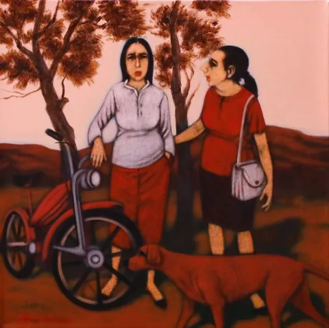"İsimsiz" eseri ORHAN UMUT tarafından 2019 yılında 60x60 cm ölçülerinde Tuval üzeri akrilik boya tekniği ile yapılmıştır.