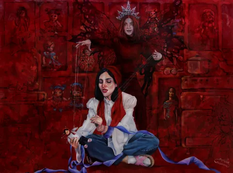 MAAHYAR CHARMACHİ — “Rooster”, 2023 "Rooster" eseri MAAHYAR CHARMACHİ tarafından 2023 yılında 120x160 cm ölçülerinde Tuval üzeri yağlı boya tekniği ile yapılmıştır.
