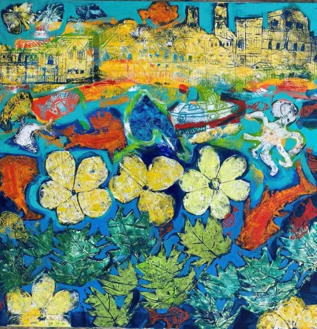 MELTEM AKKAYA — “fenomen”, 2024 "fenomen" eseri MELTEM AKKAYA tarafından 2024 yılında 100x100 cm ölçülerinde Tuval üzeri yağlı boya tekniği ile yapılmıştır.