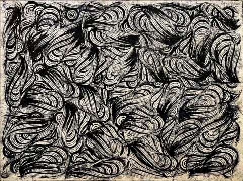 "Don’t kiss me because They are watching us" eseri MOHAMMAD BOZORGİ tarafından 2022 yılında 150x200 cm ölçülerinde Tuval üzeri karışık teknik tekniği ile yapılmıştır.