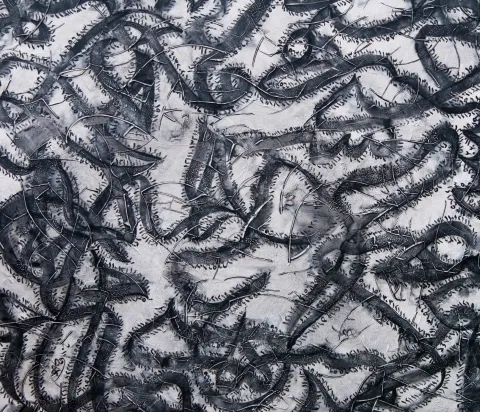 "Charm" eseri MOHAMMAD BOZORGİ tarafından 2011 yılında 160x170 cm ölçülerinde Tuval üzeri karışık teknik tekniği ile yapılmıştır.