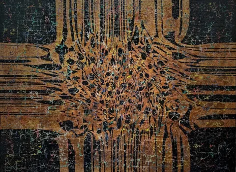 "I am as much as Dark to see your light" eseri MOHAMMAD BOZORGİ tarafından 2022 yılında 150x200 cm ölçülerinde Tuval üzeri karışık teknik tekniği ile yapılmıştır.