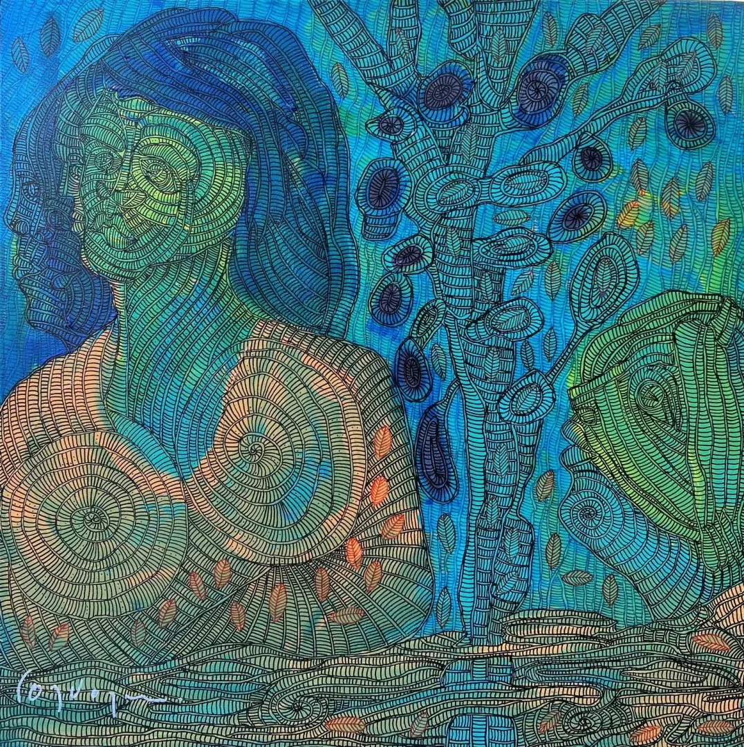 "İsimsiz" eseri MURAT ÖZDOĞRU tarafından 2021 yılında 60x60 cm ölçülerinde Tuval üzeri akrilik boya tekniği ile yapılmıştır.