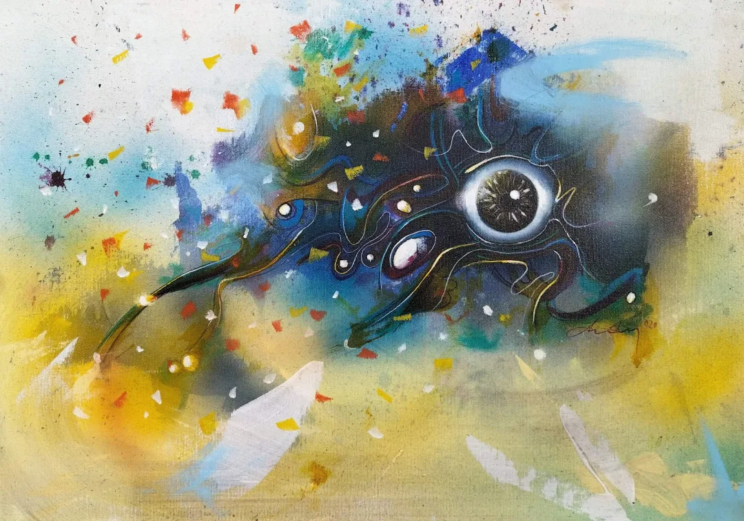 "İsimsiz" eseri OKAN BOYDAŞ tarafından 43x60 cm ölçülerinde Tuval üzeri akrilik boya tekniği ile yapılmıştır.