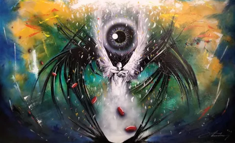 "İsimsiz" eseri OKAN BOYDAŞ tarafından 100x161 cm ölçülerinde Tuval üzeri akrilik boya tekniği ile yapılmıştır.