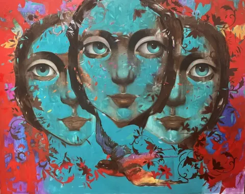 SEMA ÖCAL — “Untitled” "İsimsiz" eseri SEMA ÖCAL tarafından 150x190 cm ölçülerinde Tuval üzeri yağlı boya tekniği ile yapılmıştır.