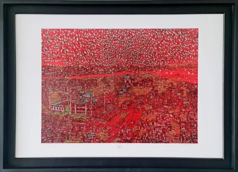 DEVRİM ERBİL — “İstanbul Mavi Şiir (D)” "İstanbul Mavi Şiir (D)" eseri DEVRİM ERBİL tarafından 70x100 cm ölçülerinde Serigrafi tekniği ile yapılmıştır.