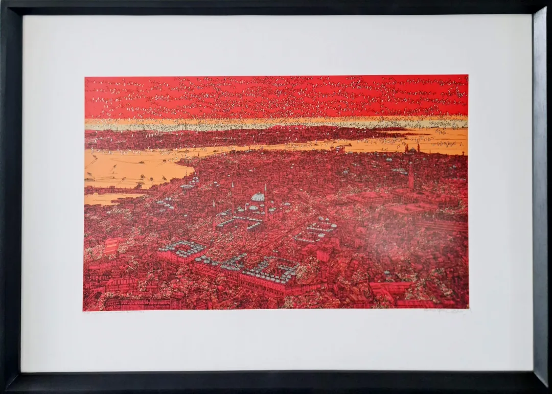 yakınlaştır "Süleymaniye'den Eski İstanbul'a Bakış(A)" eseri DEVRİM ERBİL tarafından 70x100 cm ölçülerinde Serigrafi tekniği ile yapılmıştır.
