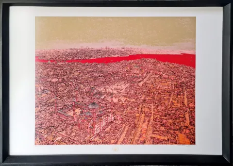 DEVRİM ERBİL — “İstanbul Mavi Şiir ve Kuşlar (A)” "İstanbul Mavi Şiir ve Kuşlar (A)" eseri DEVRİM ERBİL tarafından 70x100 cm ölçülerinde Serigrafi tekniği ile yapılmıştır.