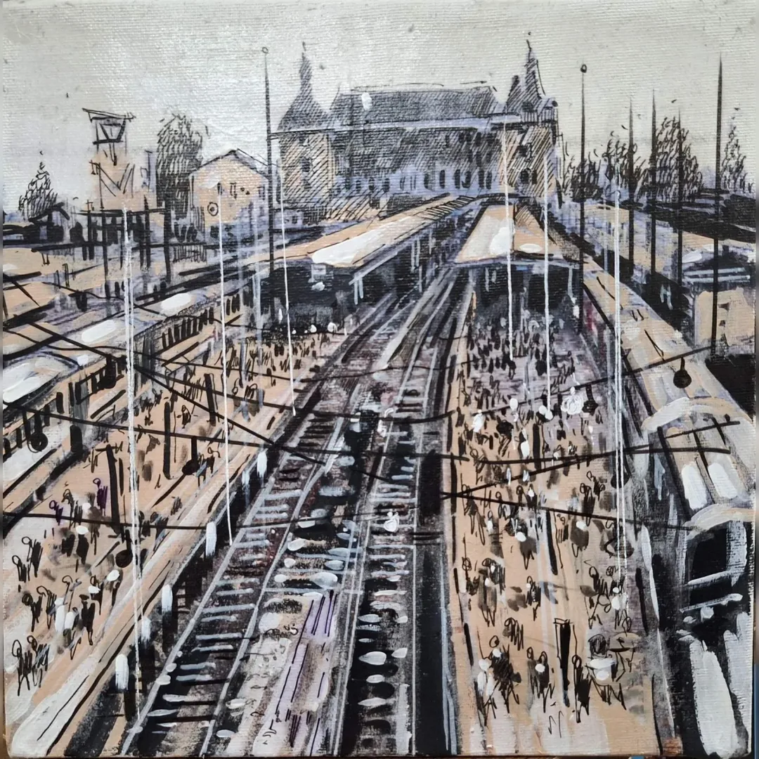 yakınlaştır "Haydarpaşa" eseri AYHAN ÇETİN tarafından 2024 yılında 25x25 cm ölçülerinde Tuval üzeri akrilik boya tekniği ile yapılmıştır.