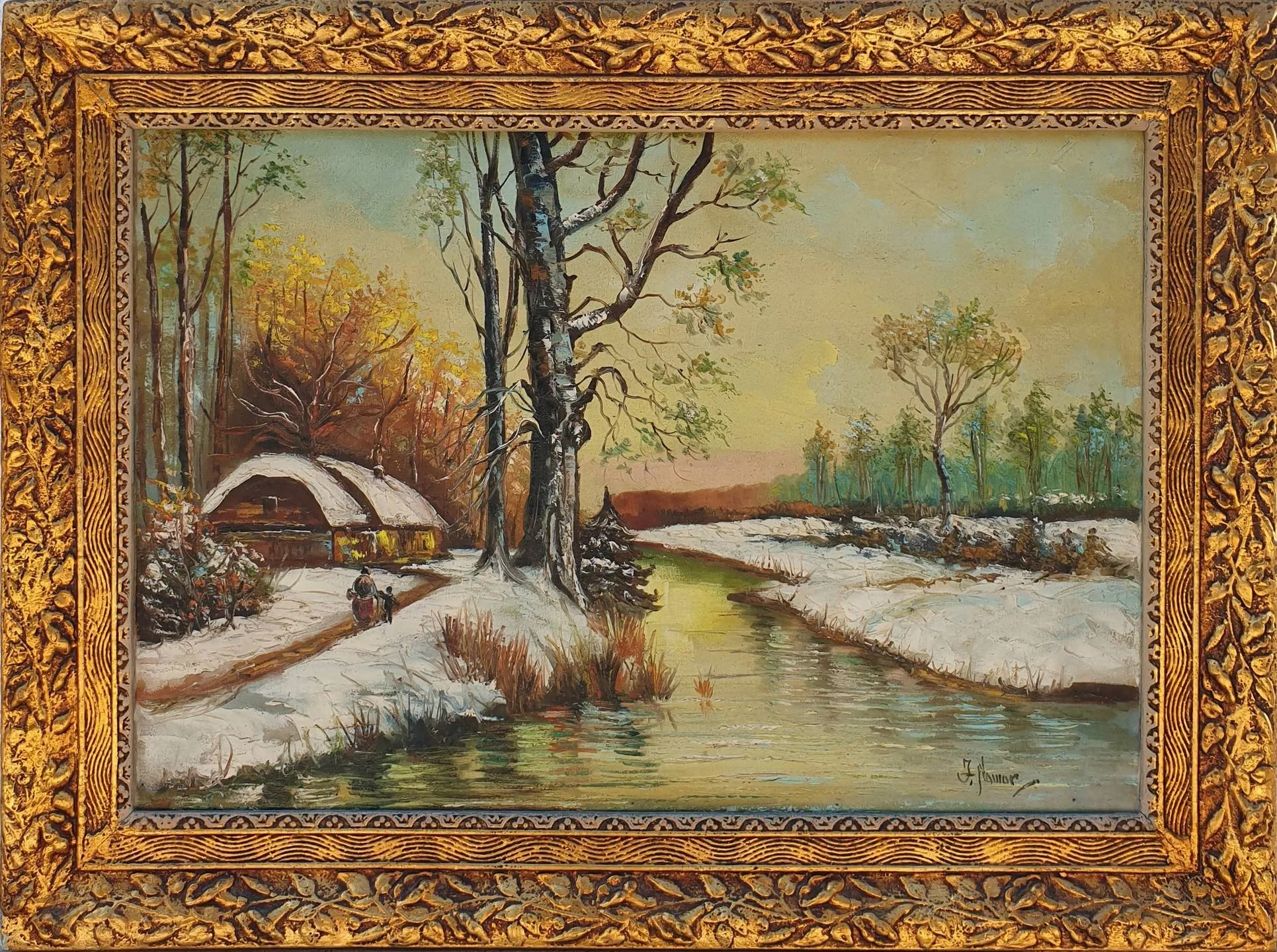"Kış peyzajı" eseri JOSEF NOWORYTA tarafından 49x71 cm ölçülerinde Tuval üzeri yağlı boya tekniği ile yapılmıştır.