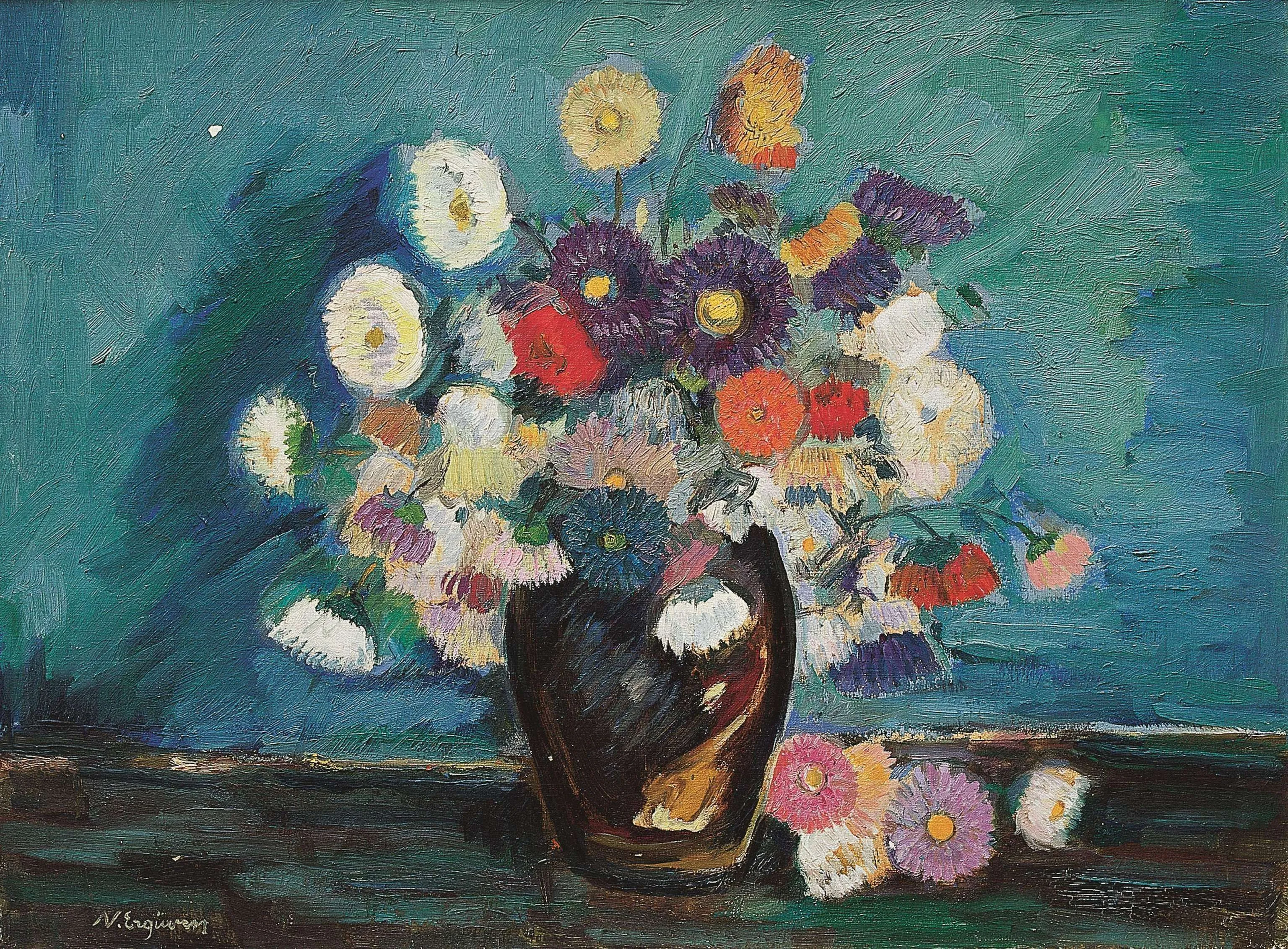 "isimsiz" eseri NURETTİN ERGÜVEN tarafından 61x81 cm ölçülerinde Tuval üzeri yağlı boya tekniği ile yapılmıştır.