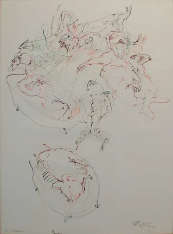 "Paris" eseri MEHMET GÜLERYÜZ tarafından 1971 yılında 61x45 cm ölçülerinde Kağıt üzeri karışık teknik tekniği ile yapılmıştır.
