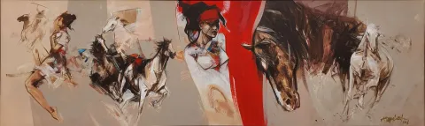 AKDOĞAN TOPAÇLIOĞLU — “isimsiz”, 2017 "isimsiz" eseri AKDOĞAN TOPAÇLIOĞLU tarafından 2017 yılında 60x200 cm ölçülerinde Tuval üzeri yağlı boya tekniği ile yapılmıştır.