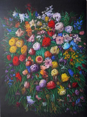 AHMET YEŞİL — “Benim Çiçeklerim”, 2018 "Benim Çiçeklerim" eseri AHMET YEŞİL tarafından 2018 yılında 150x110 cm ölçülerinde Tuval üzeri yağlı boya tekniği ile yapılmıştır.