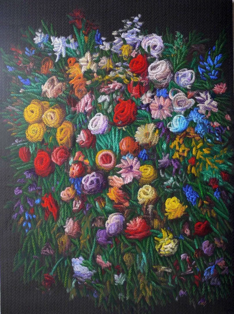 "Benim Çiçeklerim" eseri AHMET YEŞİL tarafından 2018 yılında 150x110 cm ölçülerinde Tuval üzeri yağlı boya tekniği ile yapılmıştır.