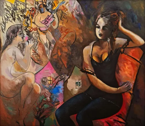 MUSTAFA AYAZ — “isimsiz”, 1997 "isimsiz" eseri MUSTAFA AYAZ tarafından 1997 yılında 70x80 cm ölçülerinde Tuval üzeri yağlı boya tekniği ile yapılmıştır.