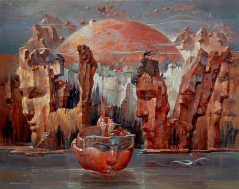 ADEM BAŞPINAR — “Yordam-II”, 2025 "Yordam-II" eseri ADEM BAŞPINAR tarafından 2025 yılında 120x150 cm ölçülerinde Tuval üzeri akrilik boya tekniği ile yapılmıştır.