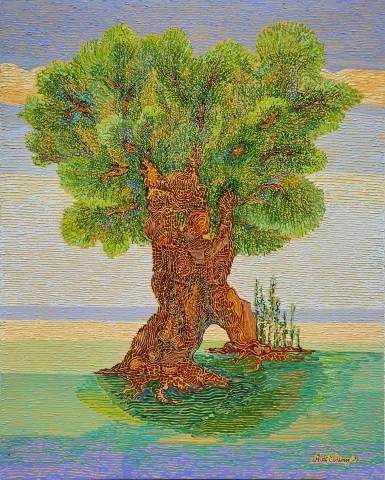 "Zeytin ağacı" eseri ATAÇ ELALMIŞ tarafından 2025 yılında 80x65 cm ölçülerinde Tuval üzeri yağlı boya tekniği ile yapılmıştır.