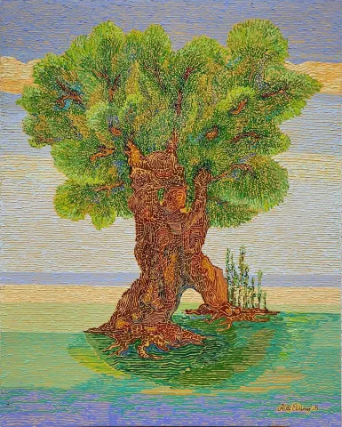ATAÇ ELALMIŞ — “Zeytin ağacı”, 2025 "Zeytin ağacı" eseri ATAÇ ELALMIŞ tarafından 2025 yılında 80x65 cm ölçülerinde Tuval üzeri yağlı boya tekniği ile yapılmıştır.