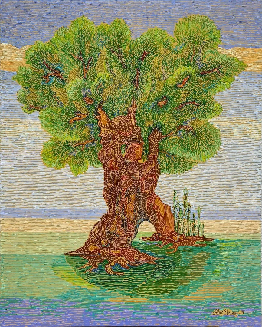 yakınlaştır "Zeytin ağacı" eseri ATAÇ ELALMIŞ tarafından 2025 yılında 80x65 cm ölçülerinde Tuval üzeri yağlı boya tekniği ile yapılmıştır.