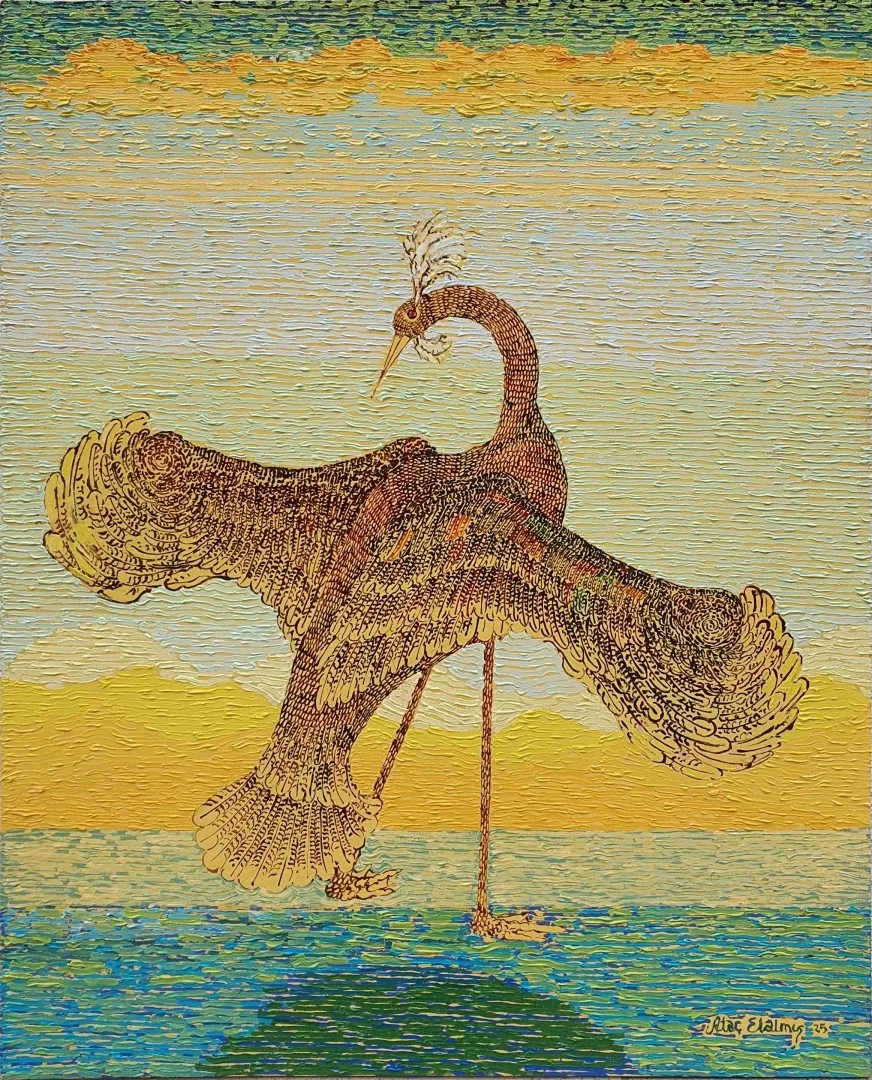 "Turna" eseri ATAÇ ELALMIŞ tarafından 2025 yılında 80x65 cm ölçülerinde Tuval üzeri yağlı boya tekniği ile yapılmıştır.