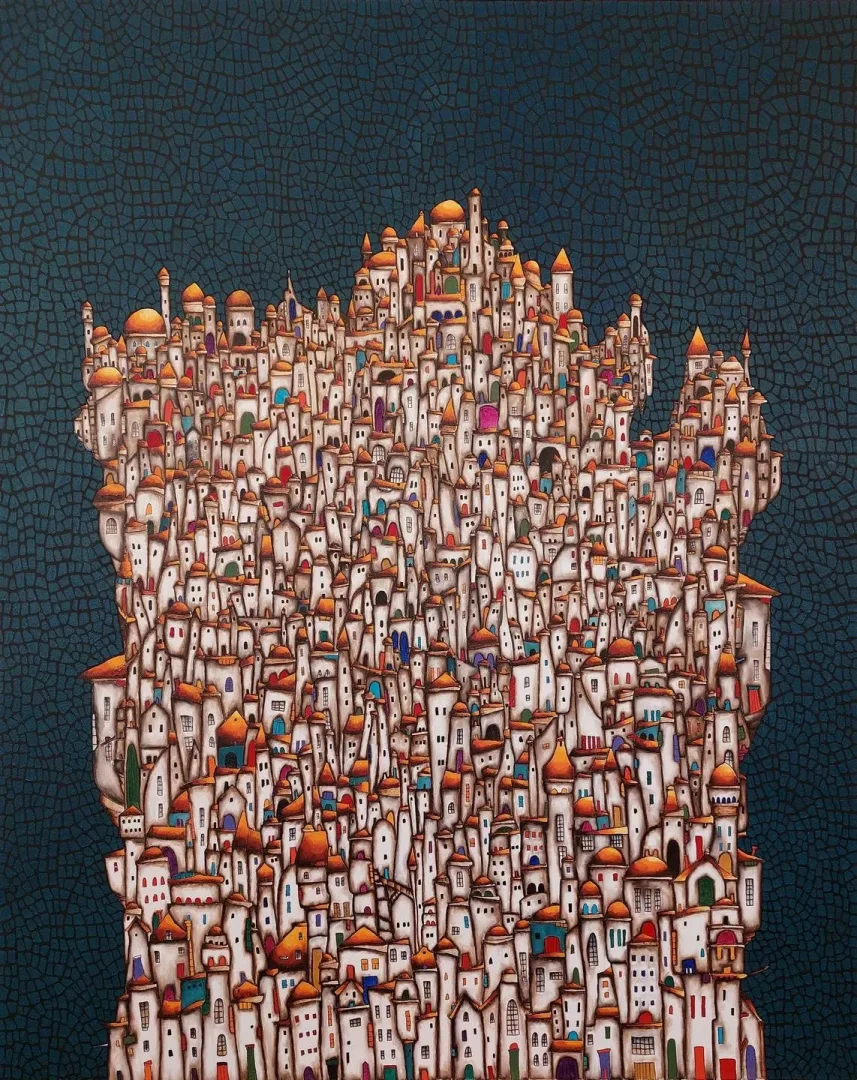 yakınlaştır "Dilek ağacı-3" eseri BİNNUR YÜCEBAŞ RUOCCO tarafından 2025 yılında 150x120 cm ölçülerinde Tuval üzeri yağlı boya tekniği ile yapılmıştır.