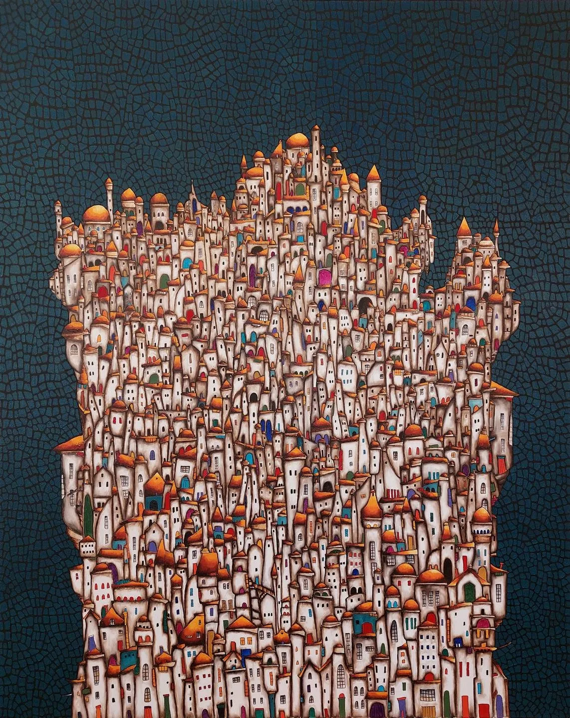 "Dilek ağacı-3" eseri BİNNUR YÜCEBAŞ RUOCCO tarafından 2025 yılında 150x120 cm ölçülerinde Tuval üzeri yağlı boya tekniği ile yapılmıştır.