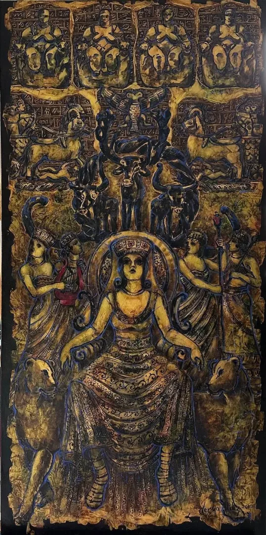 "Kibele" eseri DERYA YILDIZ tarafından 2025 yılında 120x60 cm ölçülerinde Tuval üzeri yağlı boya tekniği ile yapılmıştır.