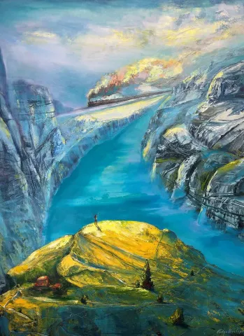 TOLGA BOZTOPRAK — “Trenler Serisi”, 2025 "Trenler Serisi" eseri TOLGA BOZTOPRAK tarafından 2025 yılında 150x120 cm ölçülerinde Tuval üzeri akrilik boya tekniği ile yapılmıştır.