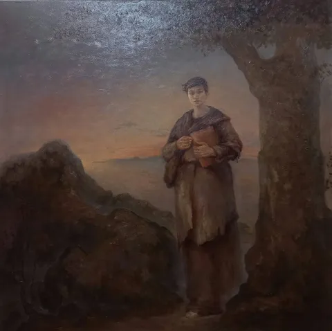HASAN BAYKUŞ — “Eşik”, 2025 "Eşik" eseri HASAN BAYKUŞ tarafından 2025 yılında 80x80 cm ölçülerinde Tuval üzeri yağlı boya tekniği ile yapılmıştır.