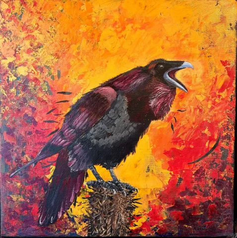 MEHMET YILDIRIM DABAKOĞLU — “Kargalar Serisi”, 2025 "Kargalar Serisi" eseri MEHMET YILDIRIM DABAKOĞLU tarafından 2025 yılında 60x60 cm ölçülerinde Tuval üzeri akrilik boya tekniği ile yapılmıştır.