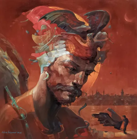 "Uçarı-II" eseri ADEM BAŞPINAR tarafından 2025 yılında 60x60 cm ölçülerinde Tuval üzeri akrilik boya tekniği ile yapılmıştır.