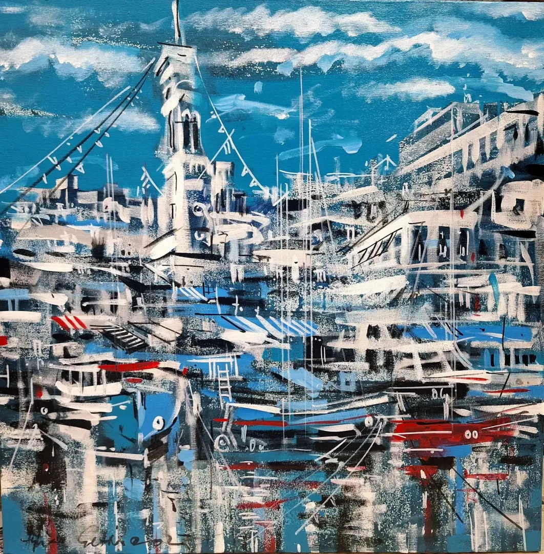 yakınlaştır "Santorini" eseri AYHAN ÇETİN tarafından 2025 yılında 60x60 cm ölçülerinde Tuval üzeri akrilik boya tekniği ile yapılmıştır.