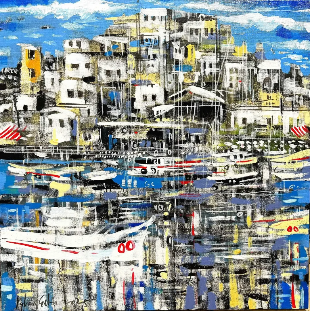 "Kekova" eseri AYHAN ÇETİN tarafından 2025 yılında 60x60 cm ölçülerinde Tuval üzeri akrilik boya tekniği ile yapılmıştır.