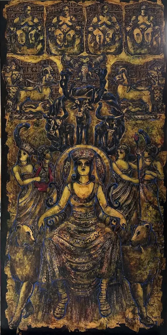 "Kibele" eseri DERYA YILDIZ tarafından 2025 yılında 120x60 cm ölçülerinde Tuval üzeri yağlı boya tekniği ile yapılmıştır.