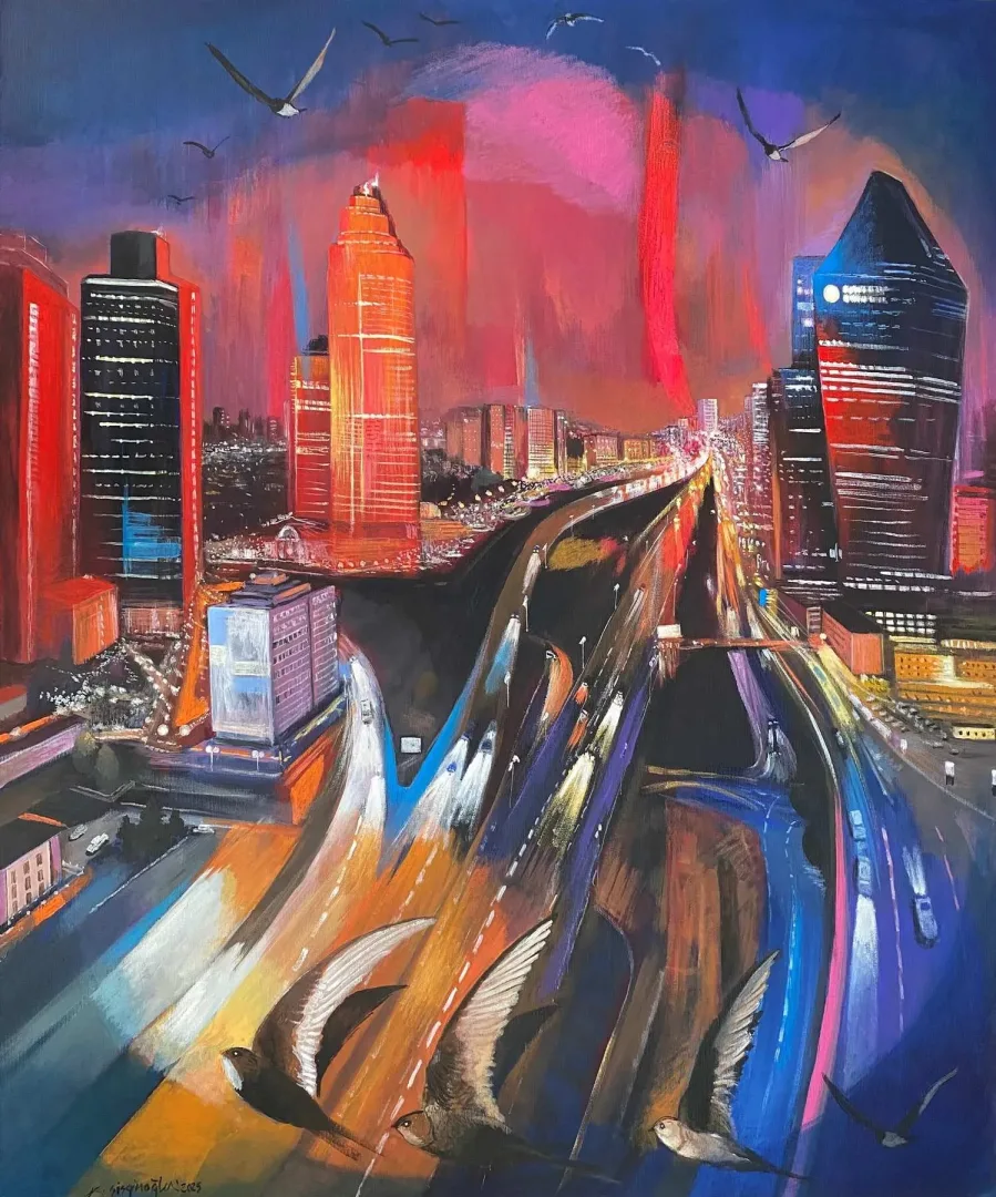 yakınlaştır "Ankara’nın gece bekçileri" eseri KADİR ŞİŞGİNOĞLU tarafından 2025 yılında 85x70 cm ölçülerinde Tuval üzeri akrilik boya tekniği ile yapılmıştır.