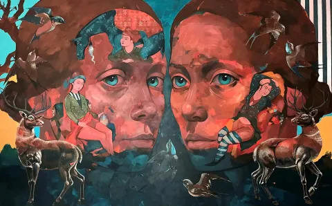SEMA ÖCAL — “İsimsiz”, 2025 "İsimsiz" eseri SEMA ÖCAL tarafından 2025 yılında 150x240 cm ölçülerinde Tuval üzeri yağlı boya tekniği ile yapılmıştır.
