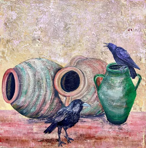MEHMET YILDIRIM DABAKOĞLU — “Küpler”, 2025 "Küpler" eseri MEHMET YILDIRIM DABAKOĞLU tarafından 2025 yılında 60x60 cm ölçülerinde Tuval üzeri akrilik ve yağlı boya tekniği ile yapılmıştır.