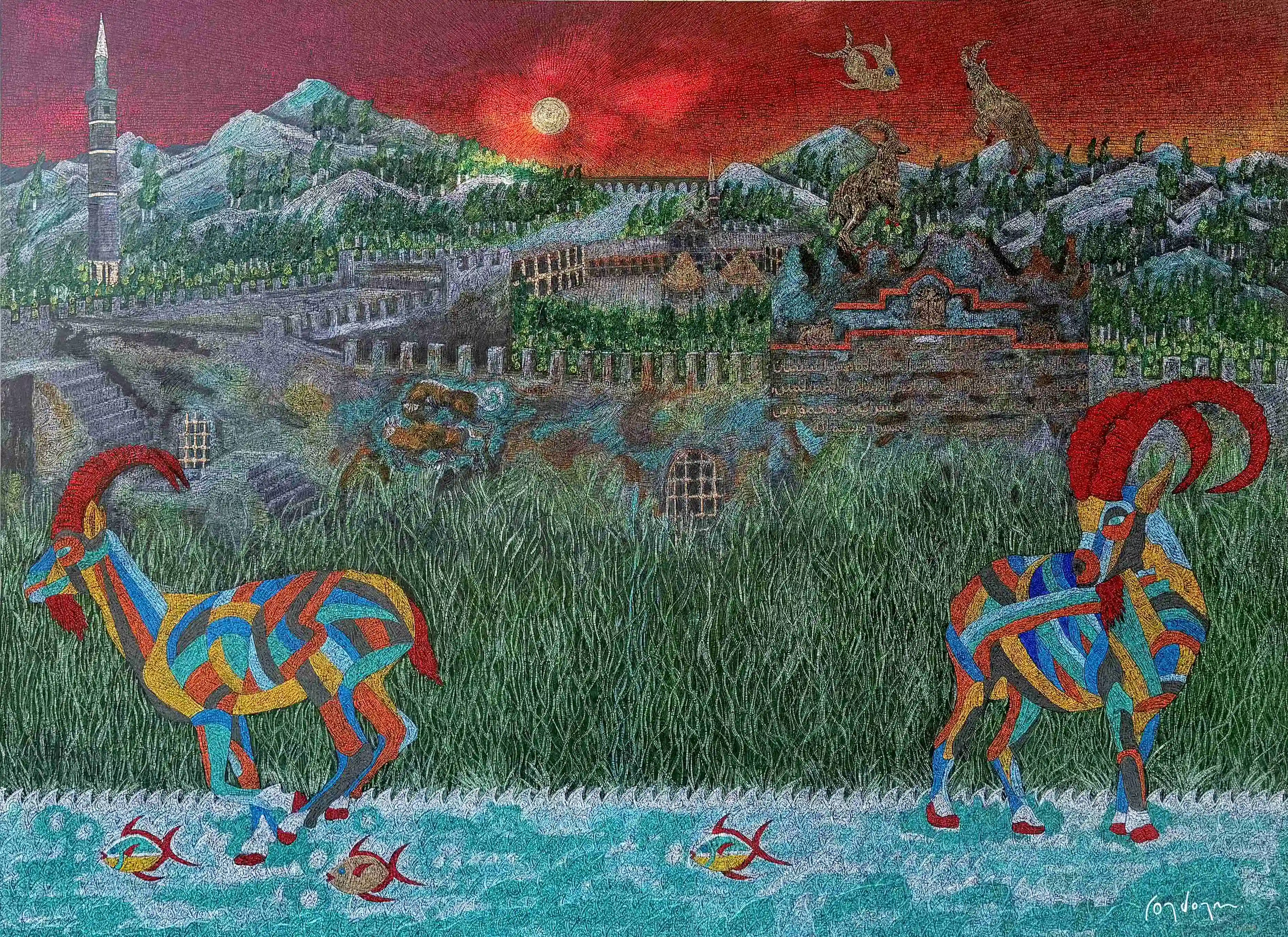"Çizginin hafızası" eseri MURAT ÖZDOĞRU tarafından 2025 yılında 180x240 cm ölçülerinde Tuval üzeri akrilik boya tekniği ile yapılmıştır.