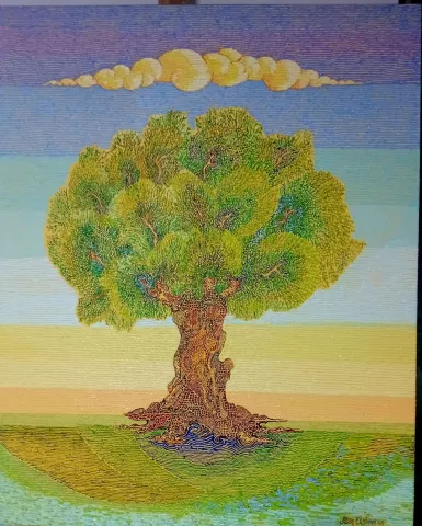 ATAÇ ELALMIŞ — “Zeytin Ağacı”, 2025 "Zeytin Ağacı" eseri ATAÇ ELALMIŞ tarafından 2025 yılında 100x80 cm ölçülerinde Tuval üzeri yağlı boya tekniği ile yapılmıştır.