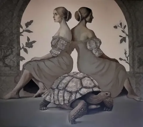 "The weight of it all" eseri ESRA YILDIRIM tarafından 2025 yılında 90x100 cm ölçülerinde Tuval üzeri yağlı boya tekniği ile yapılmıştır.