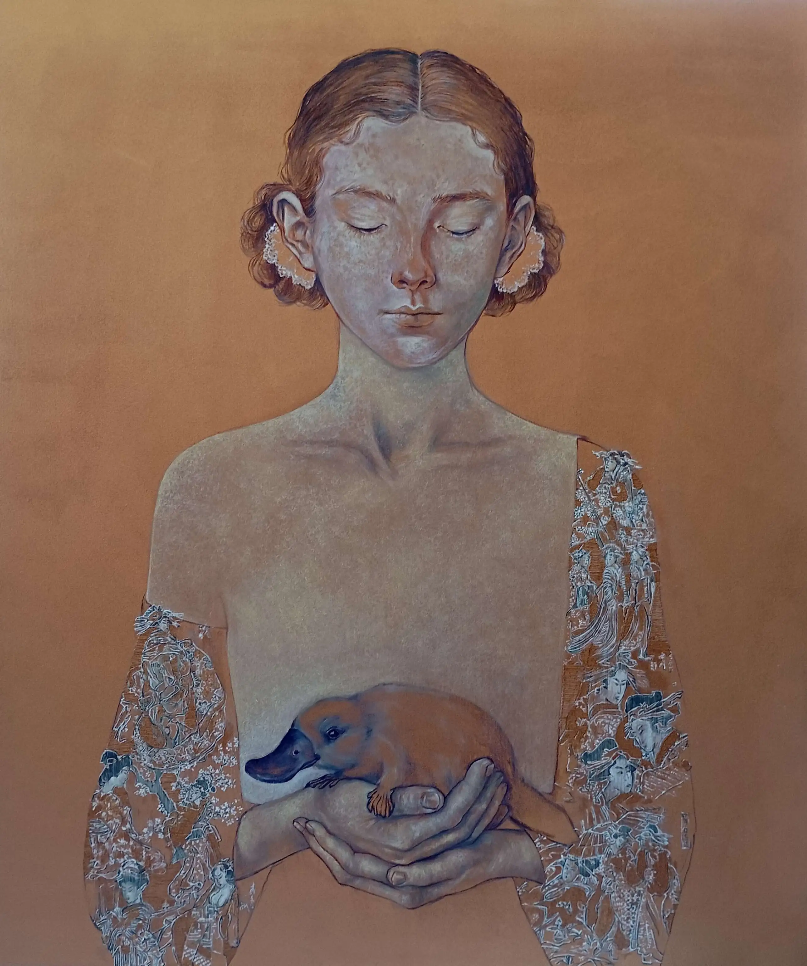 "If platypuses dream…" eseri ESRA YILDIRIM tarafından 2025 yılında 130x110 cm ölçülerinde Tuval üzeri yağlı boya tekniği ile yapılmıştır.