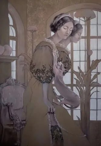 "Anywho,who are you?" eseri ESRA YILDIRIM tarafından 2025 yılında 100x70 cm ölçülerinde Tuval üzeri yağlı boya tekniği ile yapılmıştır.