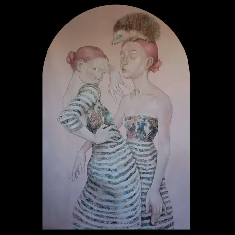"The In-Between" eseri ESRA YILDIRIM tarafından 2025 yılında 225x150 cm ölçülerinde Tuval üzeri yağlı boya tekniği ile yapılmıştır.